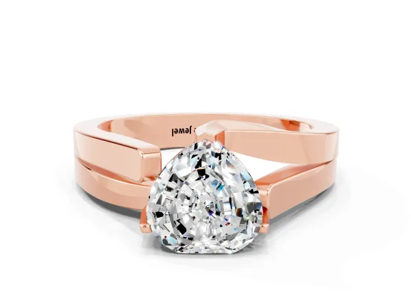 Modern Tension Set Heart Cut Moissanite Solitaire Wide Band Ring Rose gold