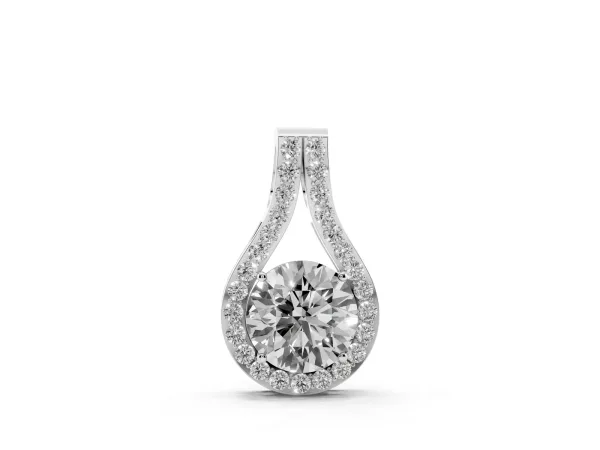 Round Halo Prong-Set Pendant Silver