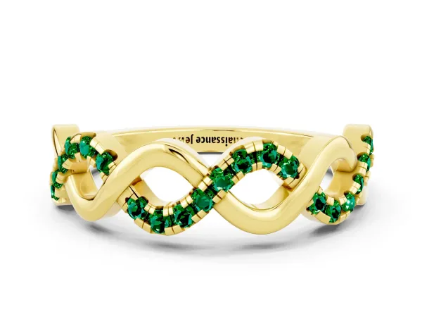 Twist Infinity Round Emerald Band with Pavé Setting Yellow gold