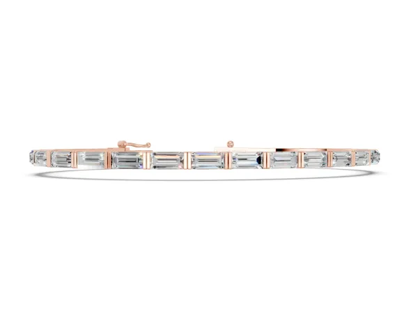 Baguette Cut Diamond Bar Set Tennis Bracelet Rose gold