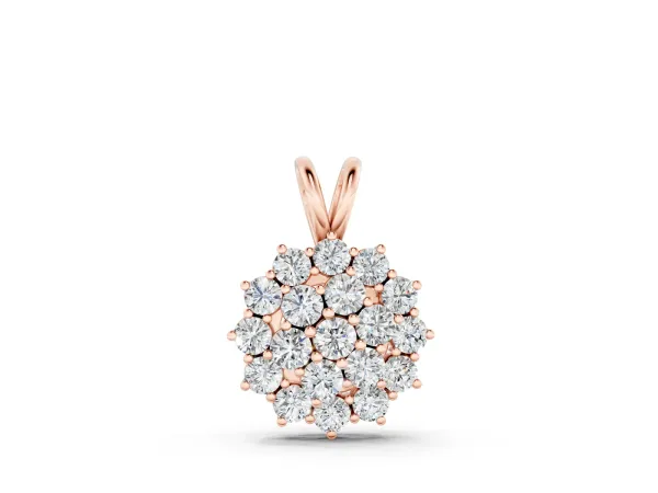Cluster Round Diamond Prong-Set Pendant Rose gold
