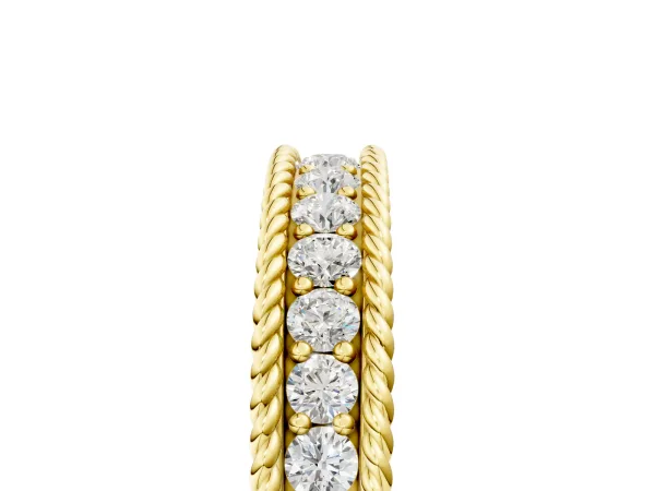 Channel Set Round Diamond Milgrain Edge Band Yellow gold