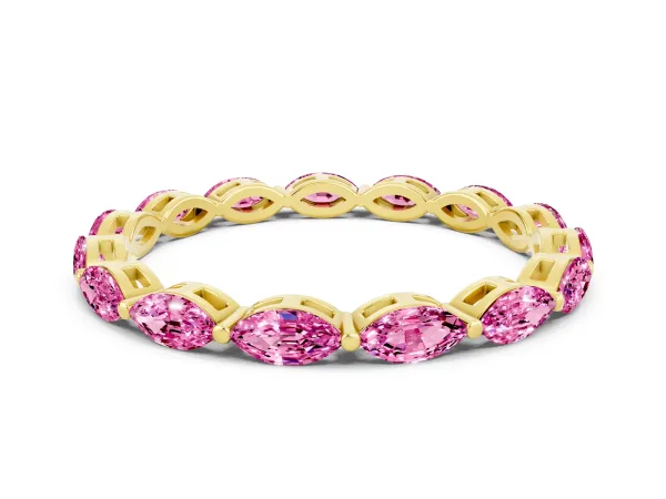 Marquise Pink Sapphire Eternity Band with U-Prong Setting Yellow gold