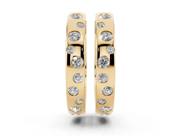 Round Diamond Mosaic Hoop Earrings Yellow gold