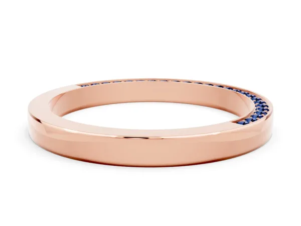 Pavé Round Blue Sapphire Channel Set Band Rose gold