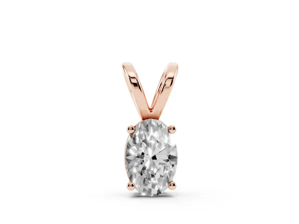 Oval Solitaire Diamond Prong Pendant Rose gold