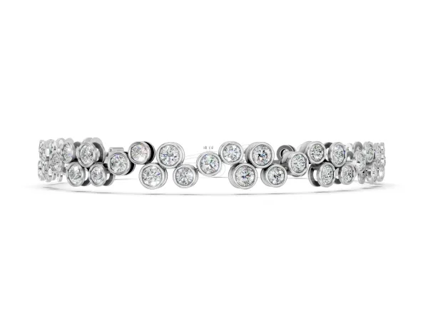 Bezel Set Round Diamond Cluster Tennis Bracelet White gold