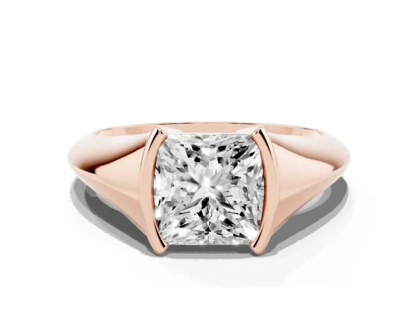 Princess Cut Solitaire Tension Set Diamond Ring Rose gold