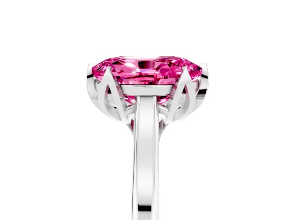 Oval Cut Pink Sapphire Solitaire Ring with Flower Prong Setting and Classic Band Silver