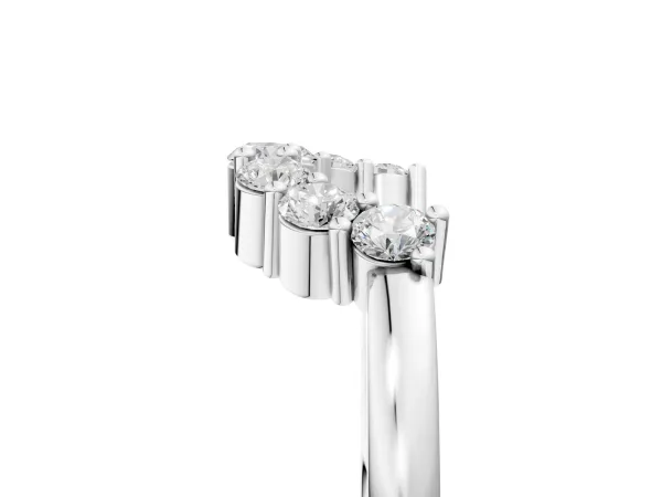 Curved Round Diamond Pave Band with Prong Setting Platinum