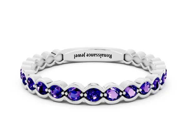 Round Tanzanite Bezel Set Eternity Band Platinum