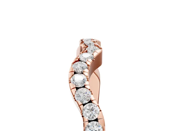 Round Diamond Pavé Curved Wedding Band Rose gold