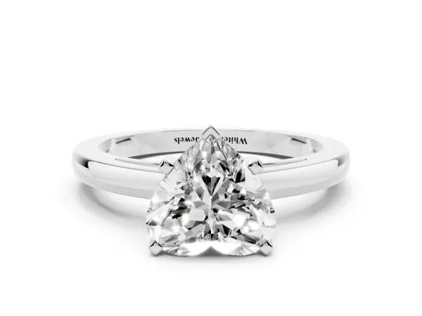 Heart Cut Solitaire Diamond Engagement Ring with Four-Prong Setting on a Classic Band White gold
