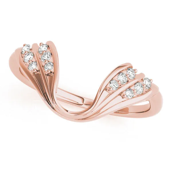 Round Diamond Wave Bypass Band with Prong Setting Rose gold