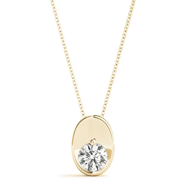 Half Bezel Round Cut Diamond Pendant Yellow gold