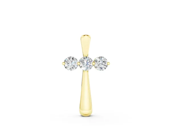 Round Brilliant Three-Stone Prong Set Pendant Yellow gold