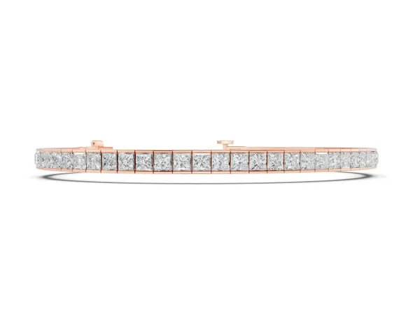 Princess Cut Channel Set Diamond Tennis Bracelet Rose gold