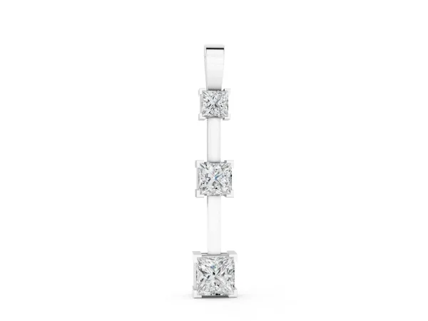 Three-Stone Princess Cut Prong Set Pendant White gold
