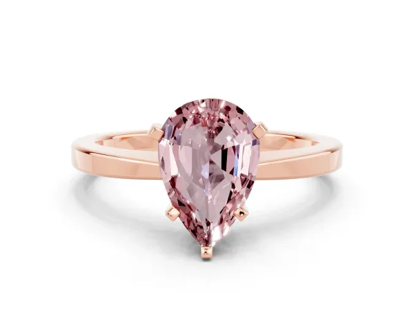 Pear Cut Morganite Solitaire Engagement Ring with Classic Band and Four-Prong Setting Rose gold