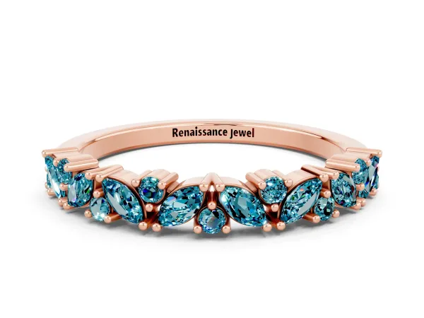 Marquise and Round Blue Topaz Vine Eternity Band with Prong Setting Rose gold