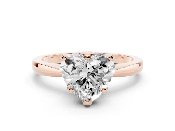 Heart Cut Solitaire Engagement Ring with Six-Prong Setting and Tapered Band Rose gold