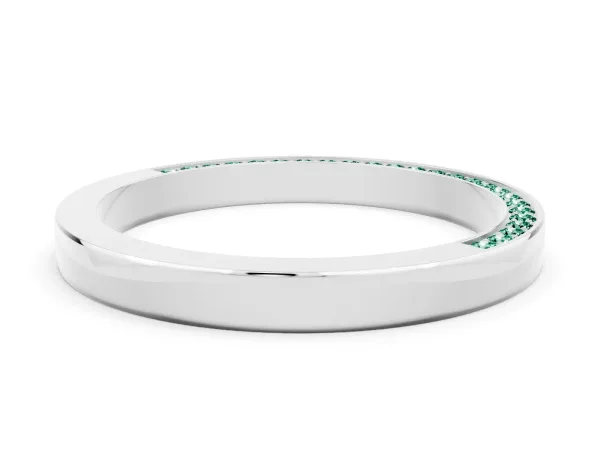 Pavé Round Green Sapphire Channel Set Band Platinum