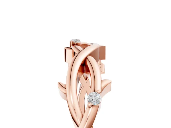 Prong Set Round Diamond Twist Band Rose gold