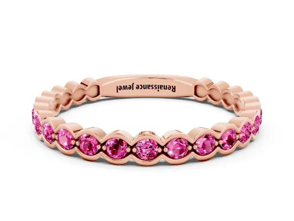 Round Pink Sapphire Bezel Set Eternity Band Rose gold