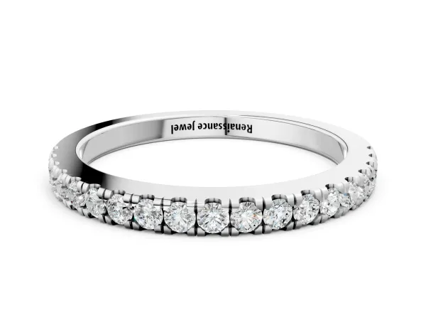 Round Diamond Pavé Eternity Band with U-Prong Setting White gold