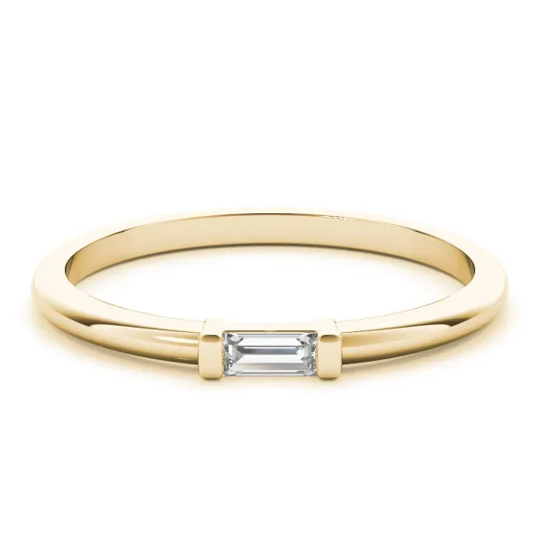 Baguette Solitaire Bar-Set Minimalist Band Yellow gold