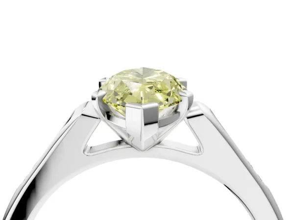 Fancy Yellow Marquise Cut Diamond Solitaire Ring with Channel Set Round Band and Prong Setting White gold
