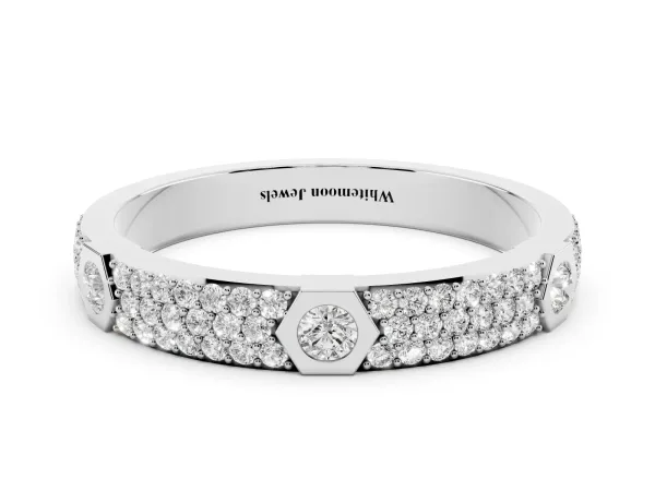 Round Diamond Pavé Promise Ring with Round Diamond Accents Platinum