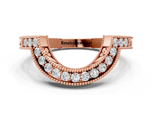 Channel Set Round Diamond Chevron Band Rose gold