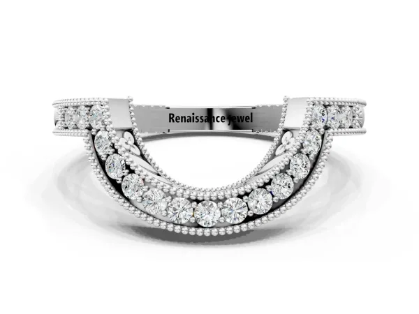 Channel Set Round Diamond Chevron Band Platinum