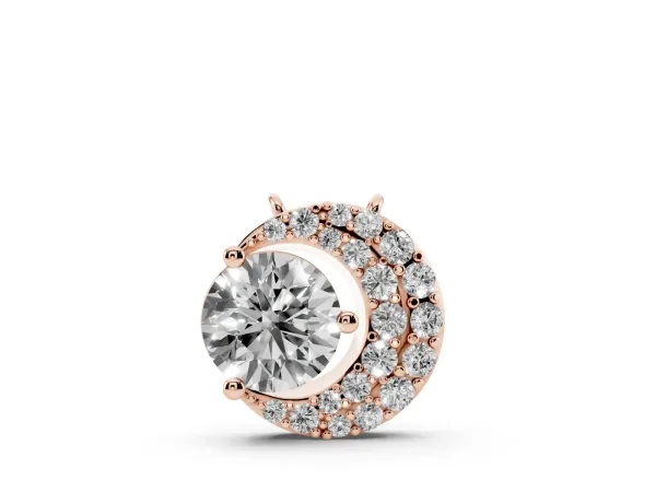 Round Prong-Set Diamond Pavé Pendant Rose gold
