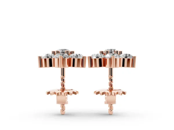 Cluster Round Diamond Stud Earrings Rose gold