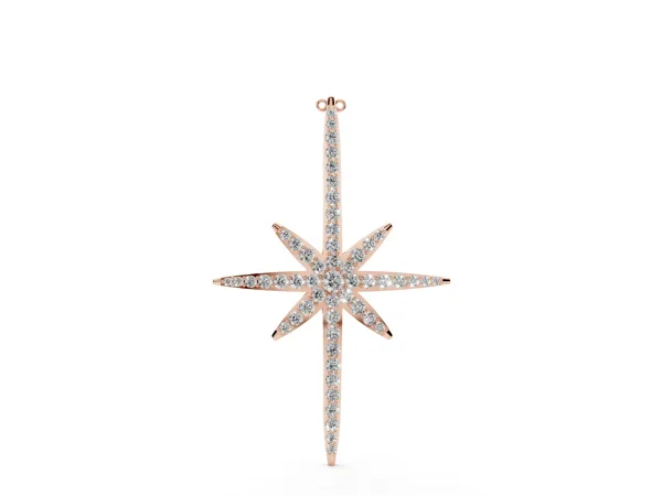 Pavé Round Diamond Starburst Pendant with Prong Setting Rose gold