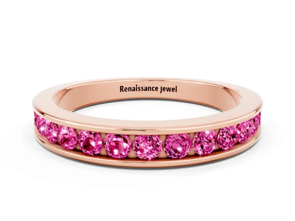 Channel Set Round Pink Sapphire Eternity Band Rose gold