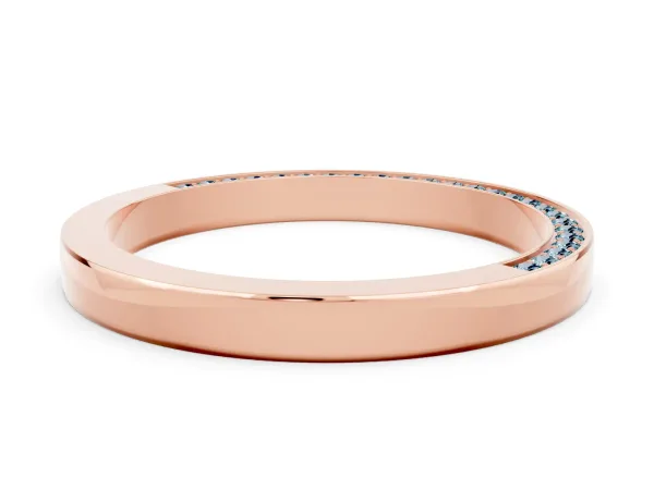 Pavé Round Aquamarine Channel Set Band Rose gold