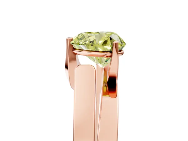 Fancy Yellow Modern Tension Set Heart Cut Diamond Solitaire Wide Band Ring Rose gold