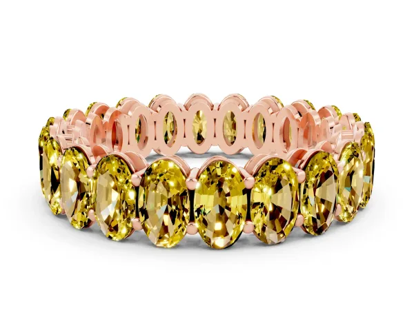 Oval Cut Yellow Sapphire Eternity Band with Shared Prong Setting Rose gold