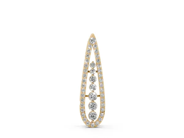 Teardrop Pavé Round Diamond Prong Pendant Yellow gold