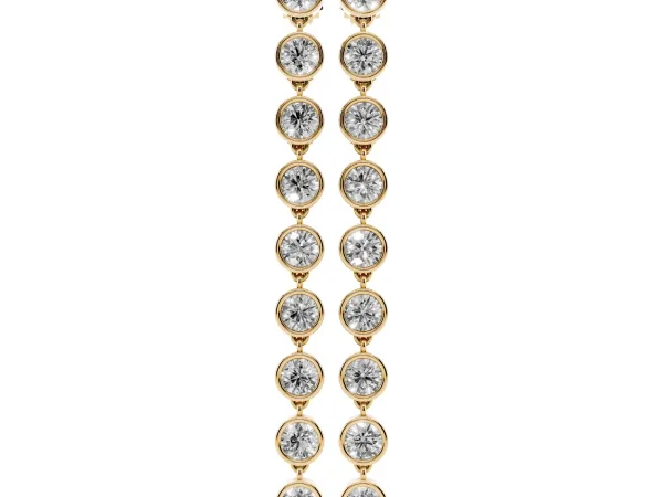 Round Diamond Bezel-Set Linear Drop Earrings Yellow gold