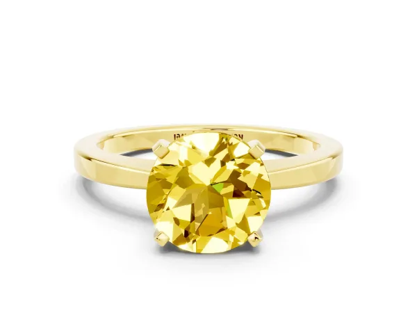 Round Cut Yellow Sapphire Solitaire Engagement Ring with Classic Band and Four-Prong Setting Yellow gold