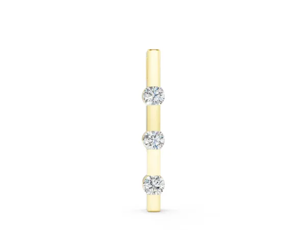 Three-Stone Round Diamond Bar Pendant with Channel Setting Yellow gold