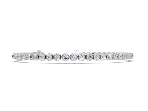 Round Cut Diamond Tennis Bracelet with Claw Prong Setting White gold