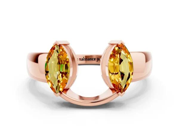 Marquise Citrine Open Band Ring with Tension Setting Rose gold