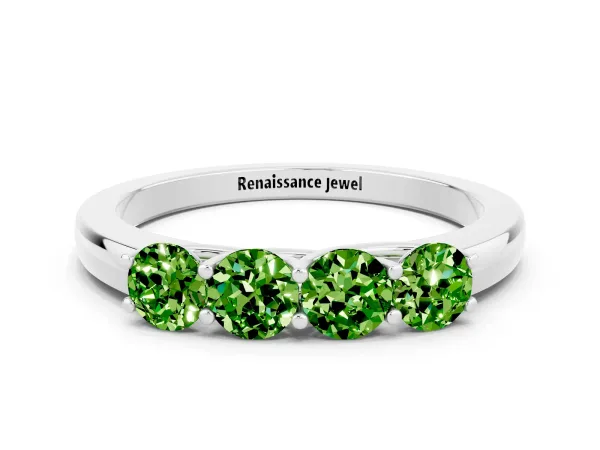 Four-Stone Round Peridot Prong-Set Band Platinum