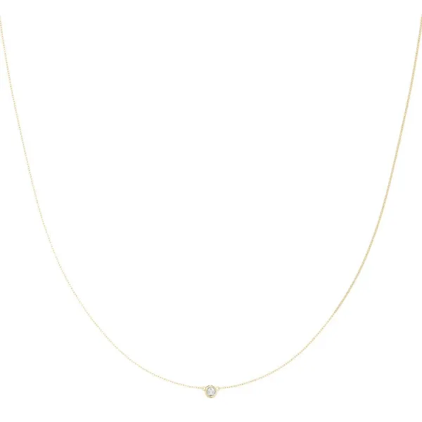 Bezel-Set Round Diamond Solitaire Chain Necklace Yellow gold