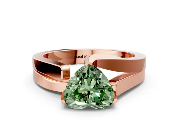 Fancy Green Modern Tension Set Heart Cut Diamond Solitaire Wide Band Ring Rose gold